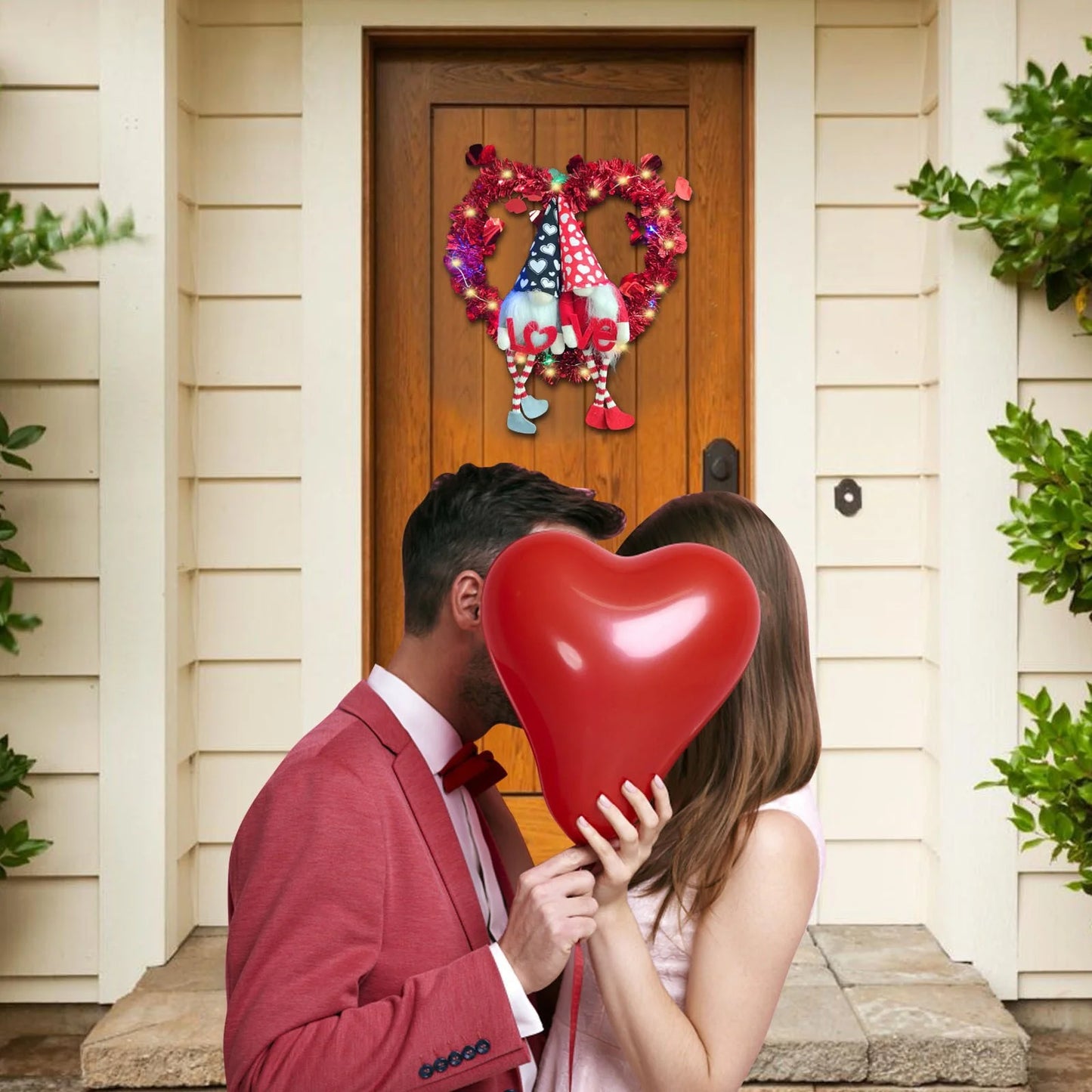 Valentines Day Wreaths Signs for Front Door (Heart Shaped)