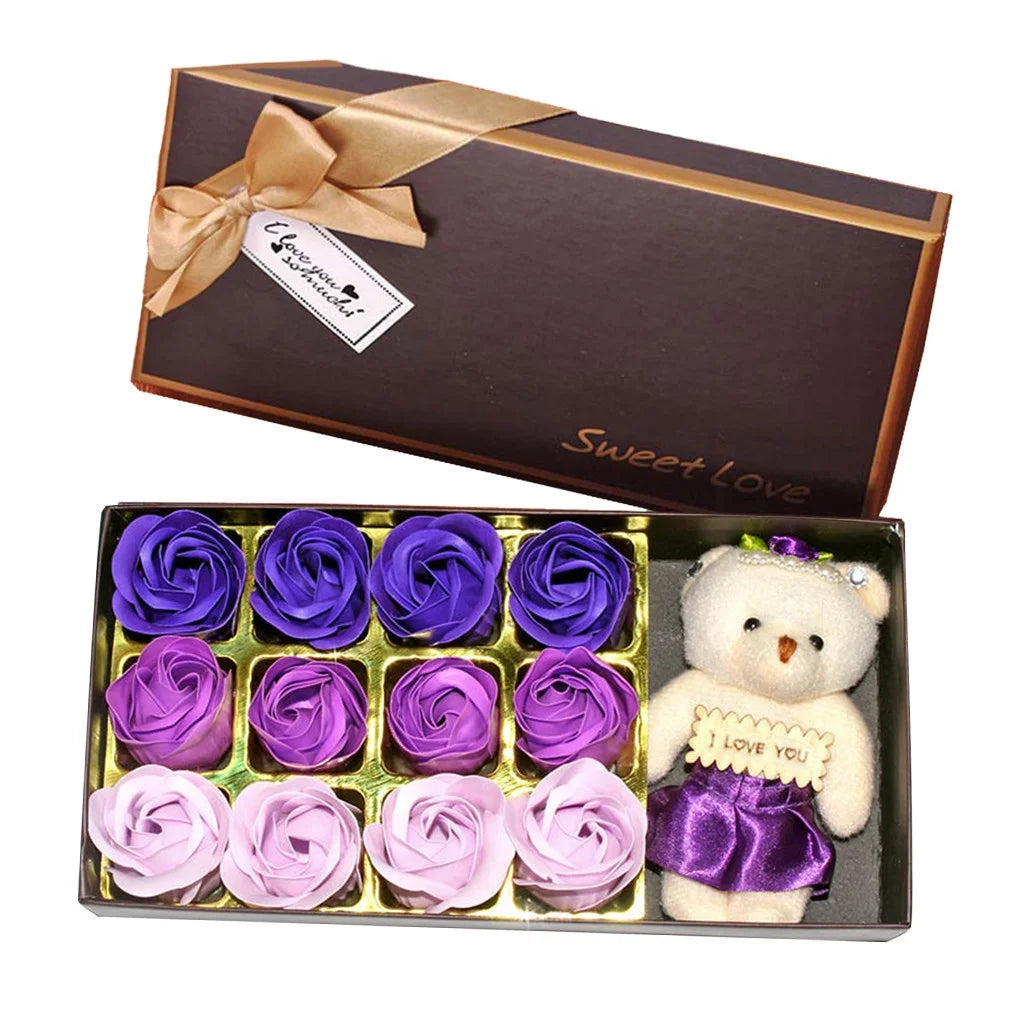 Valentine's Day Bear Gift Box With Roses