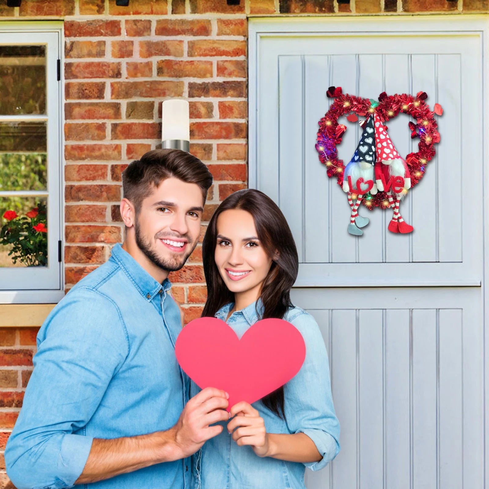 Valentines Day Wreaths Signs for Front Door (Heart Shaped)