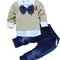 2Pcs Toddler Baby Boys Bow Tie Shirt Tops+Denim Pants Gentleman Clothes Outfits 1-7 Years